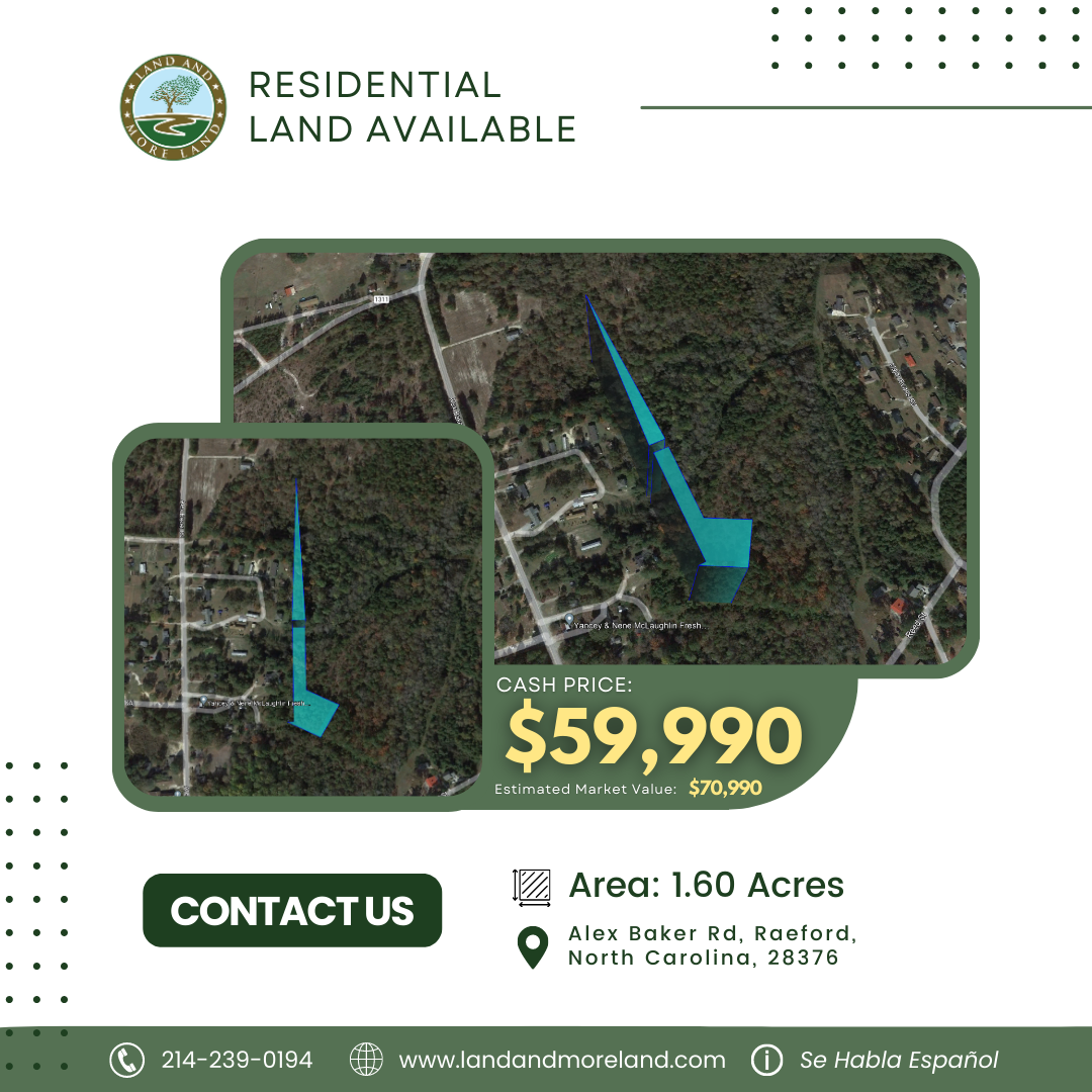 Land for Sale Unrestricted 1.60 Acres in Hoke County, North Carolina