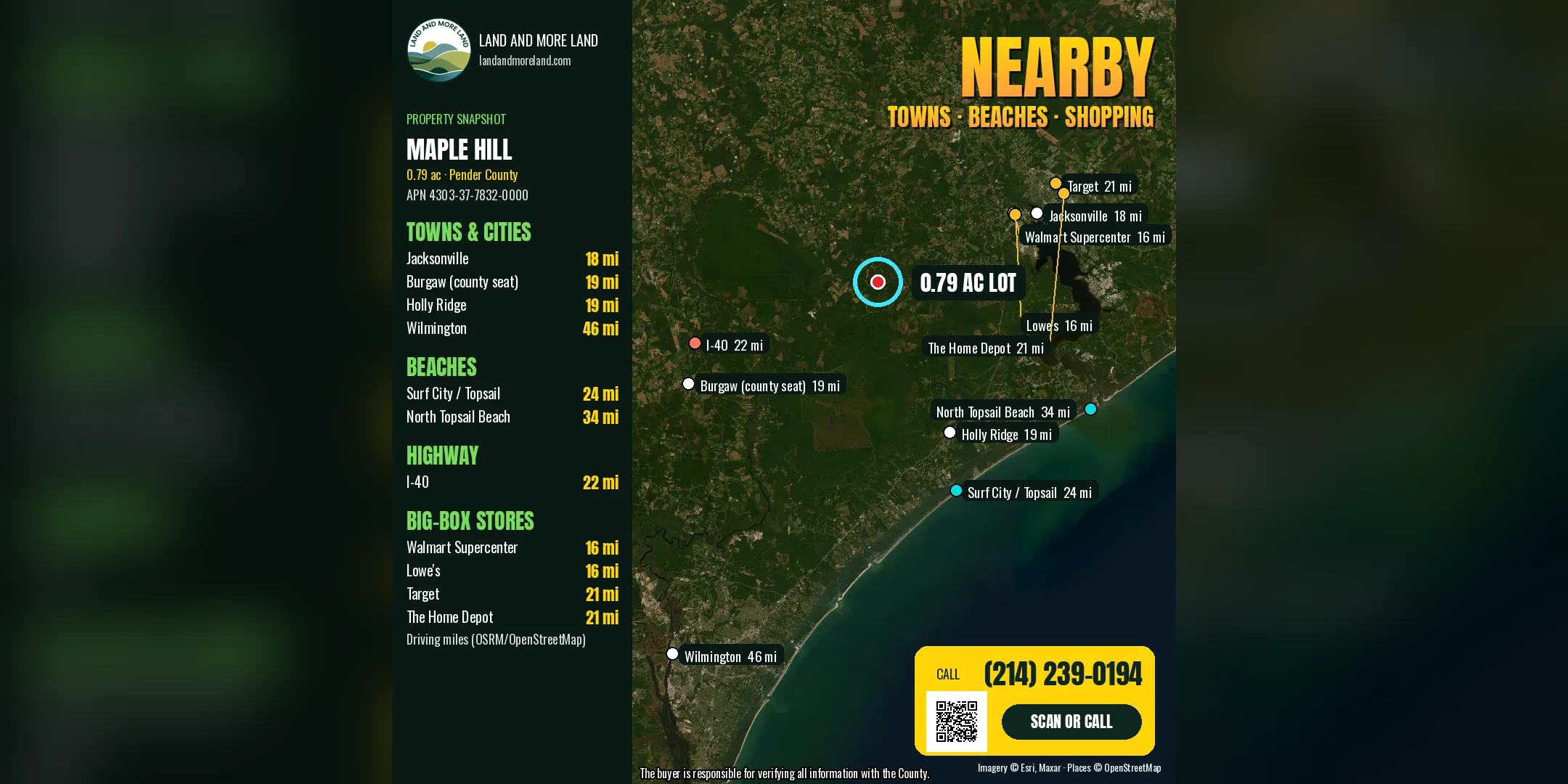 0.79 acres of land for sale in Maple Hill, Pender County, NC, photo 3