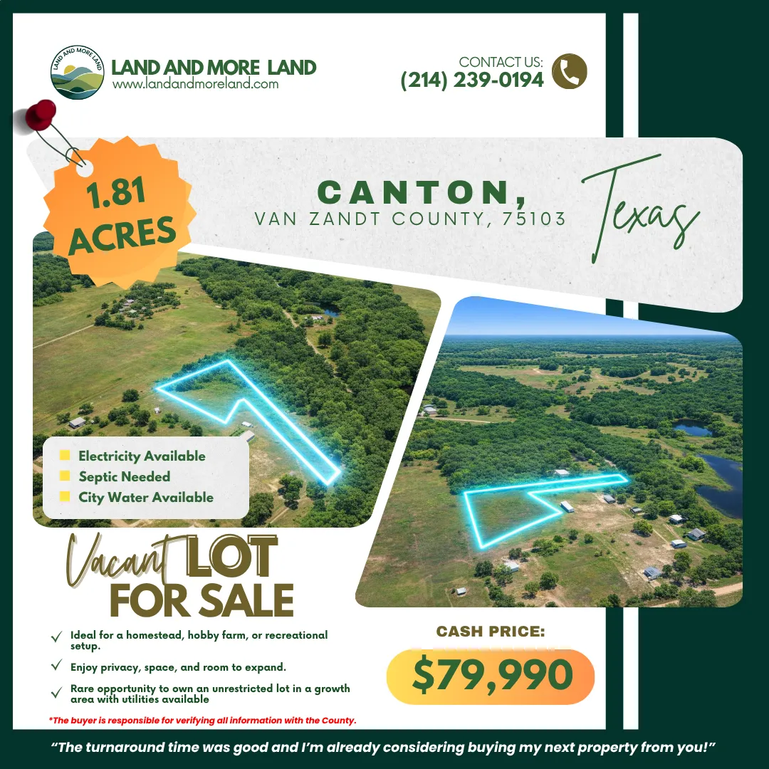 1.81 acres of land for sale in Canton, Van Zandt County, TX, photo 2
