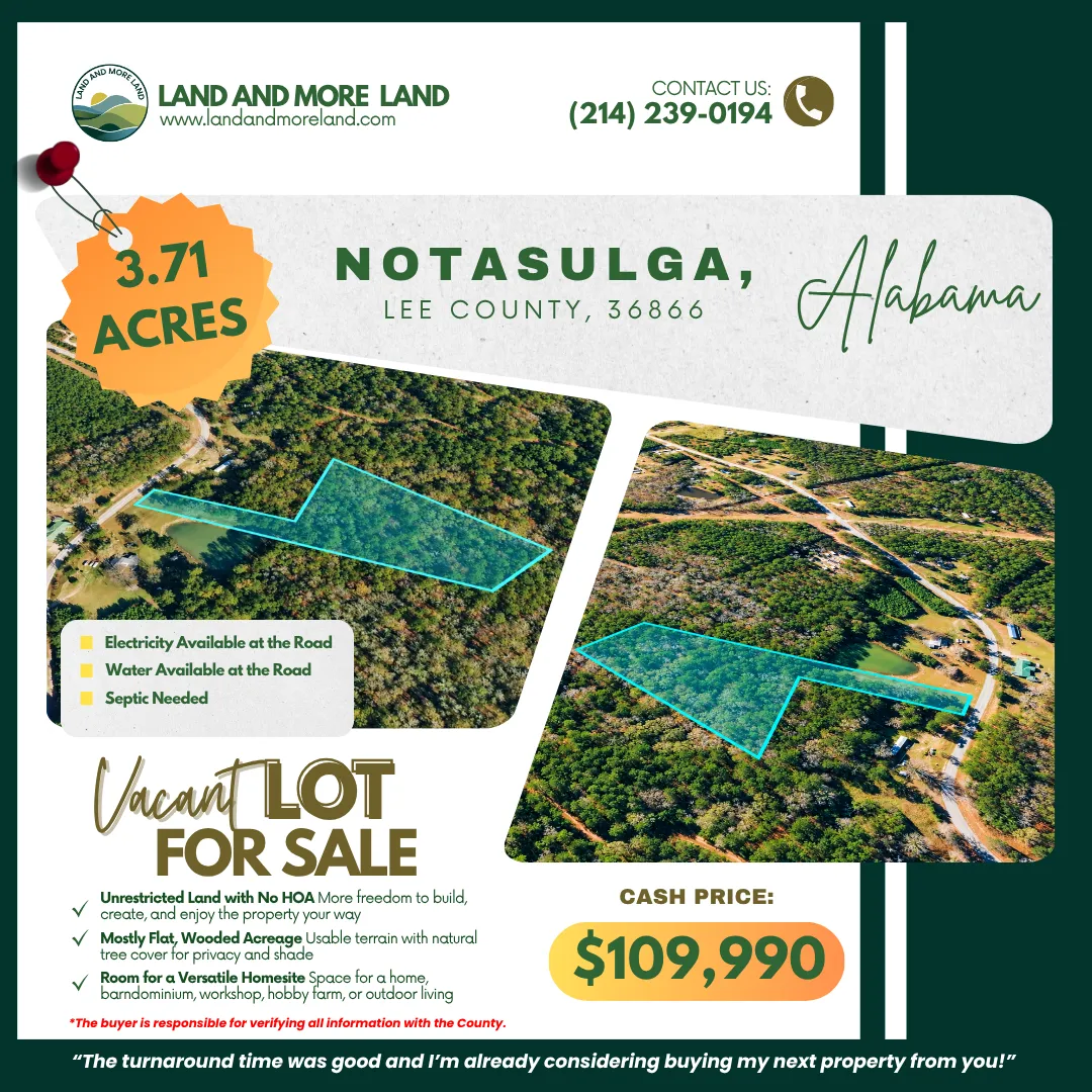 3.71 acres of land for sale in Notasulga, Lee County, AL, photo 2