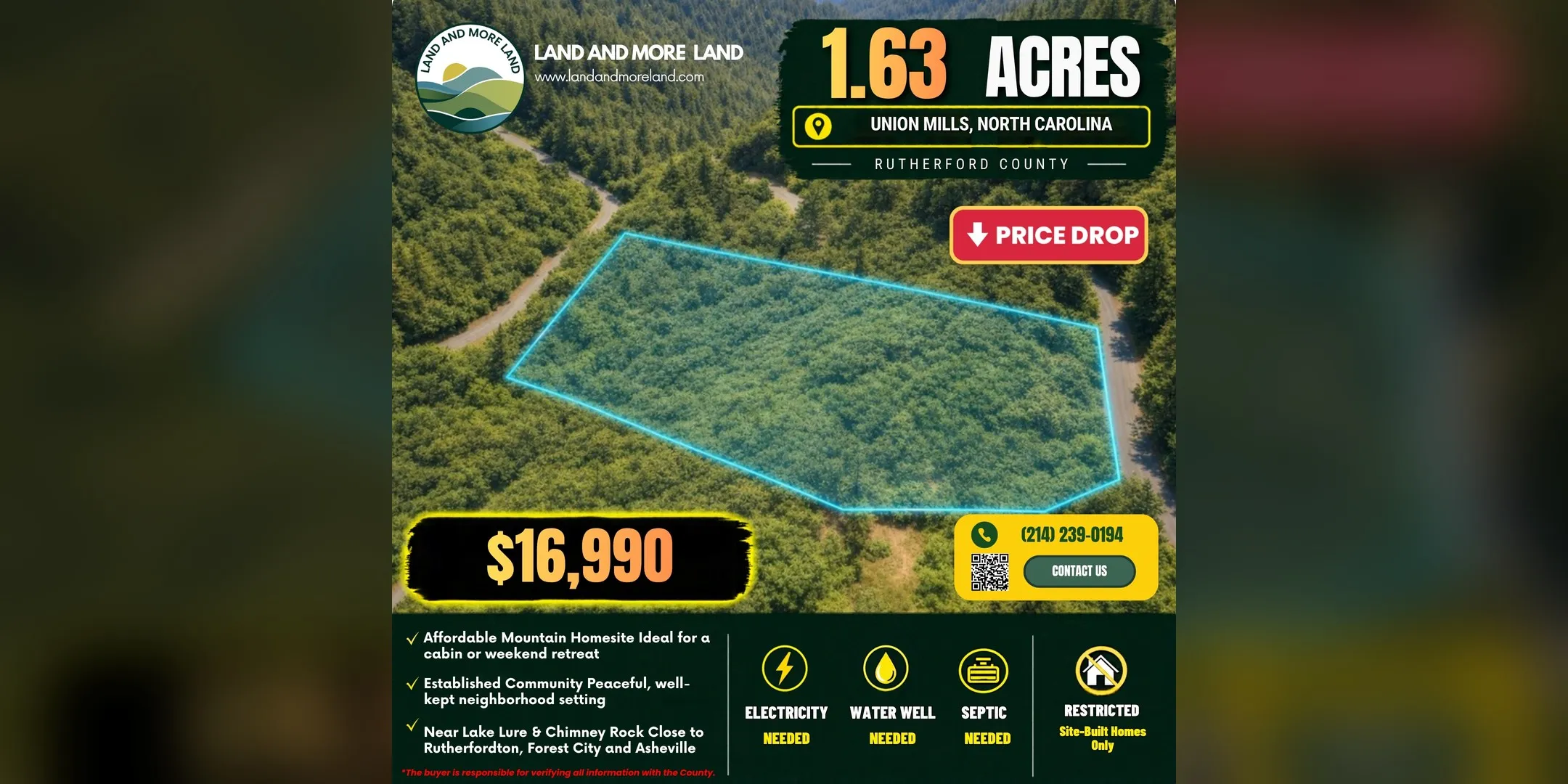 1.63 acres of land for sale in Union Mills, Rutherford County, NC, photo 2