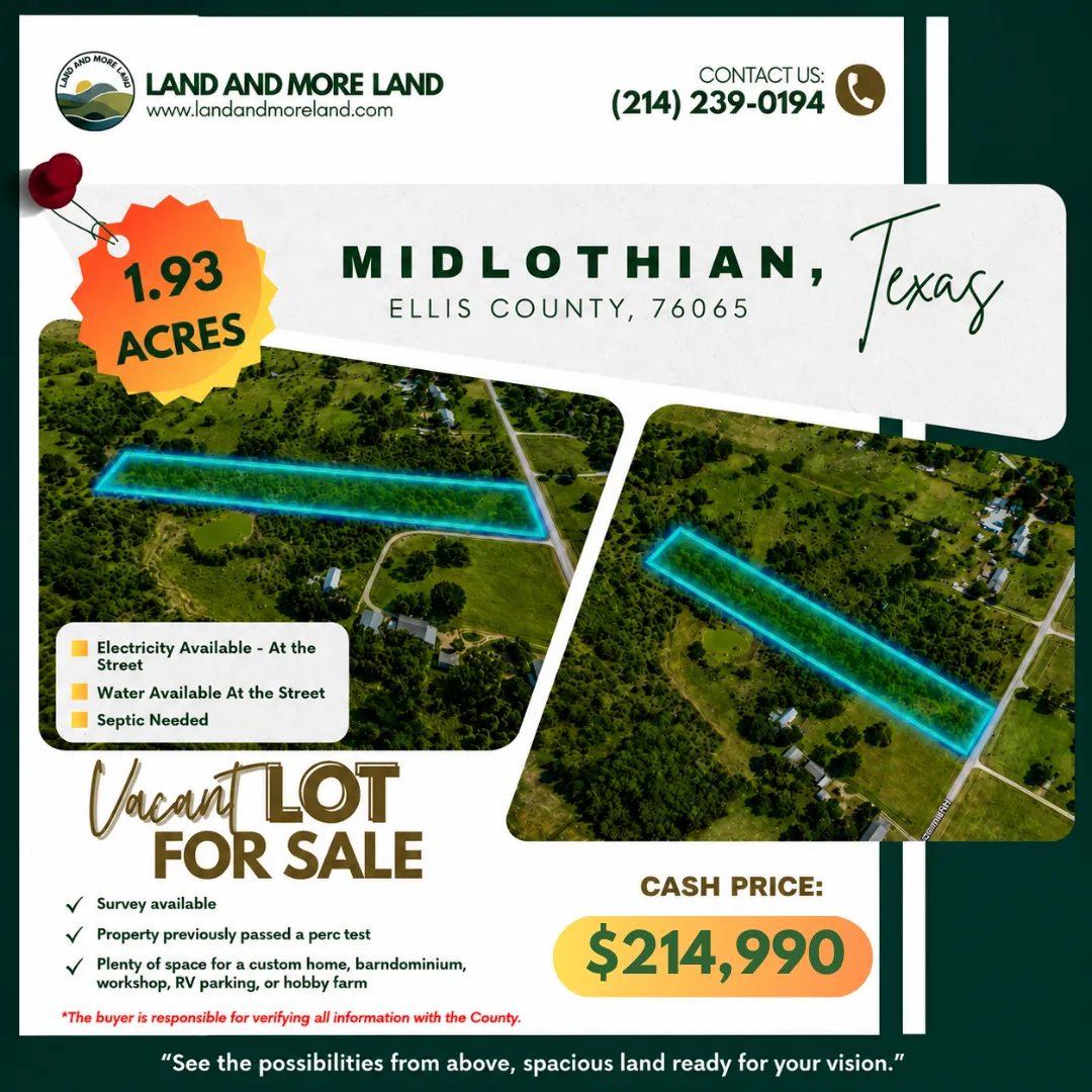 1.93 acres of land for sale in Midlothian, Ellis County, TX, photo 2