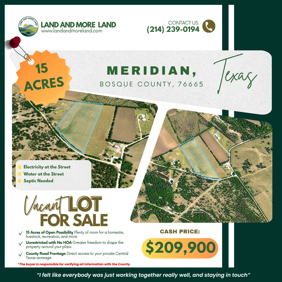 15 acres of land for sale in Meridian, Bosque County, TX, photo 2