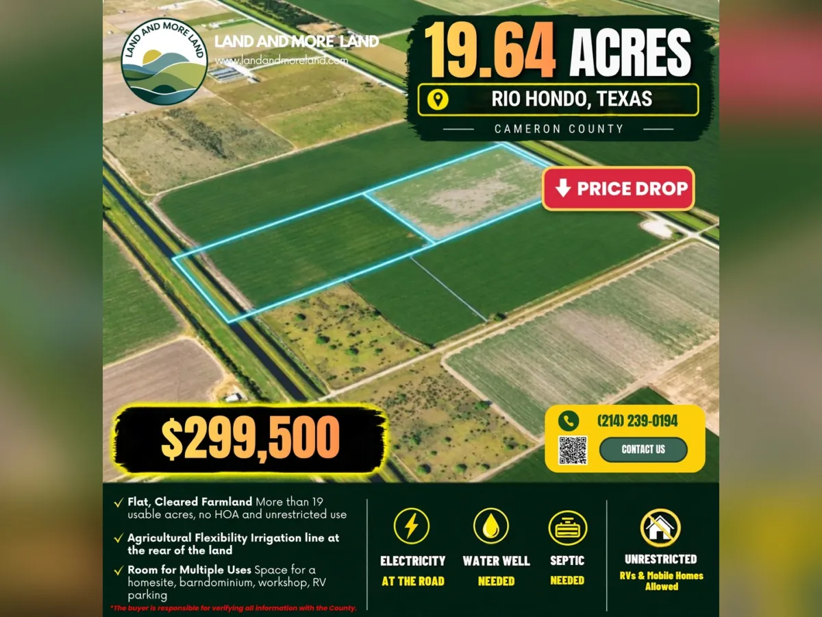 19.64 acres of land for sale in Rio Hondo, Cameron County, TX