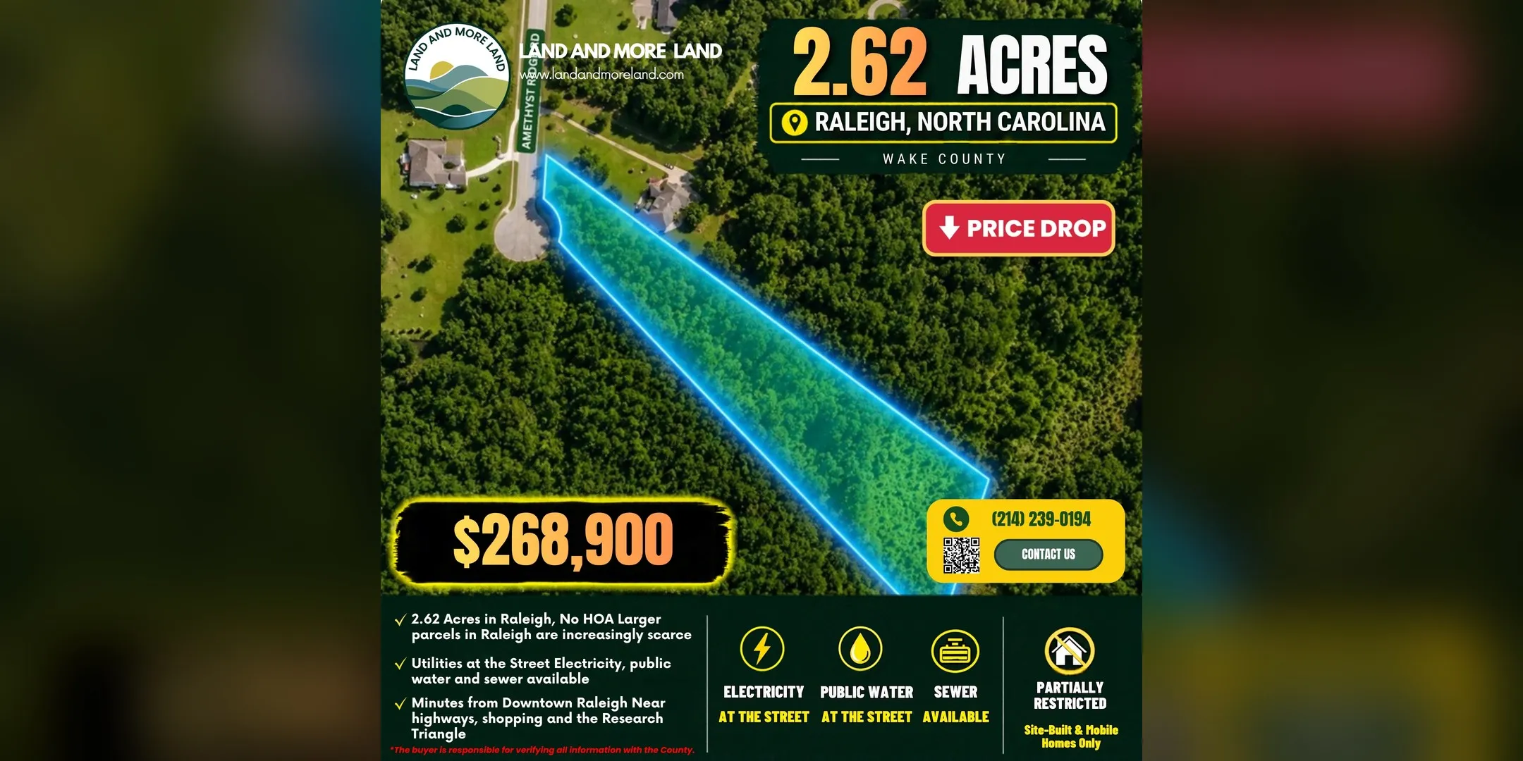2.62 acres of land for sale in Raleigh, Wake County, NC, photo 2