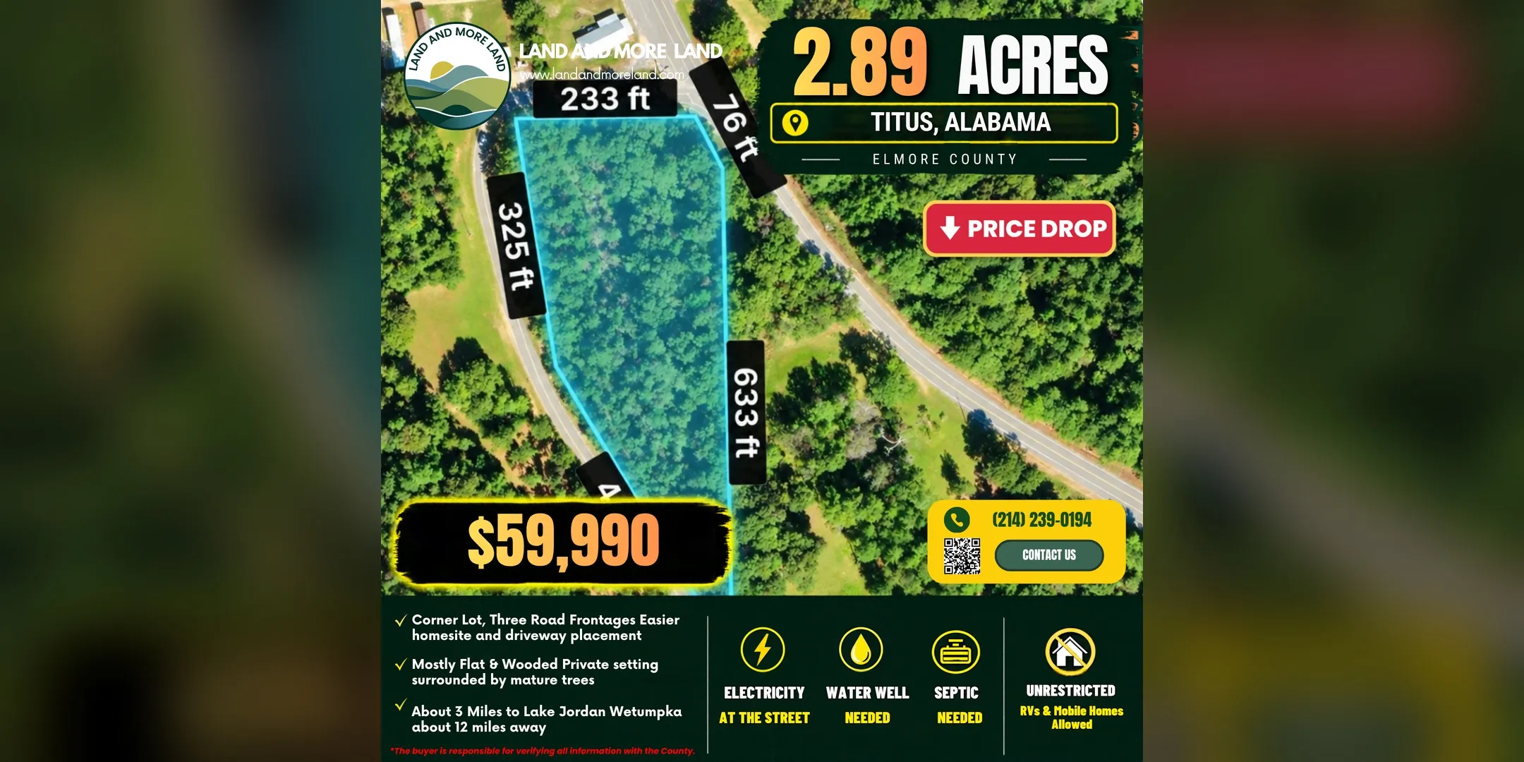 2.89 acres of land for sale in Titus, Elmore County, AL, photo 2