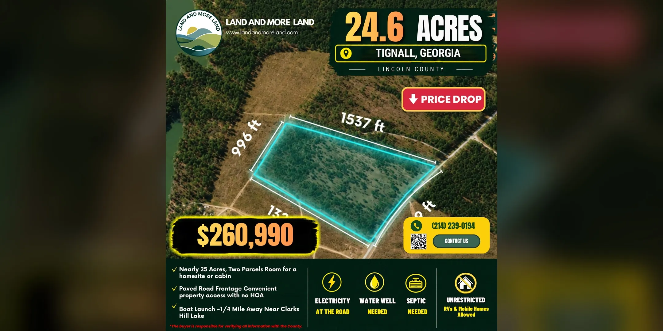 24.6 acres of land for sale in Tignall, Lincoln County, GA, photo 2