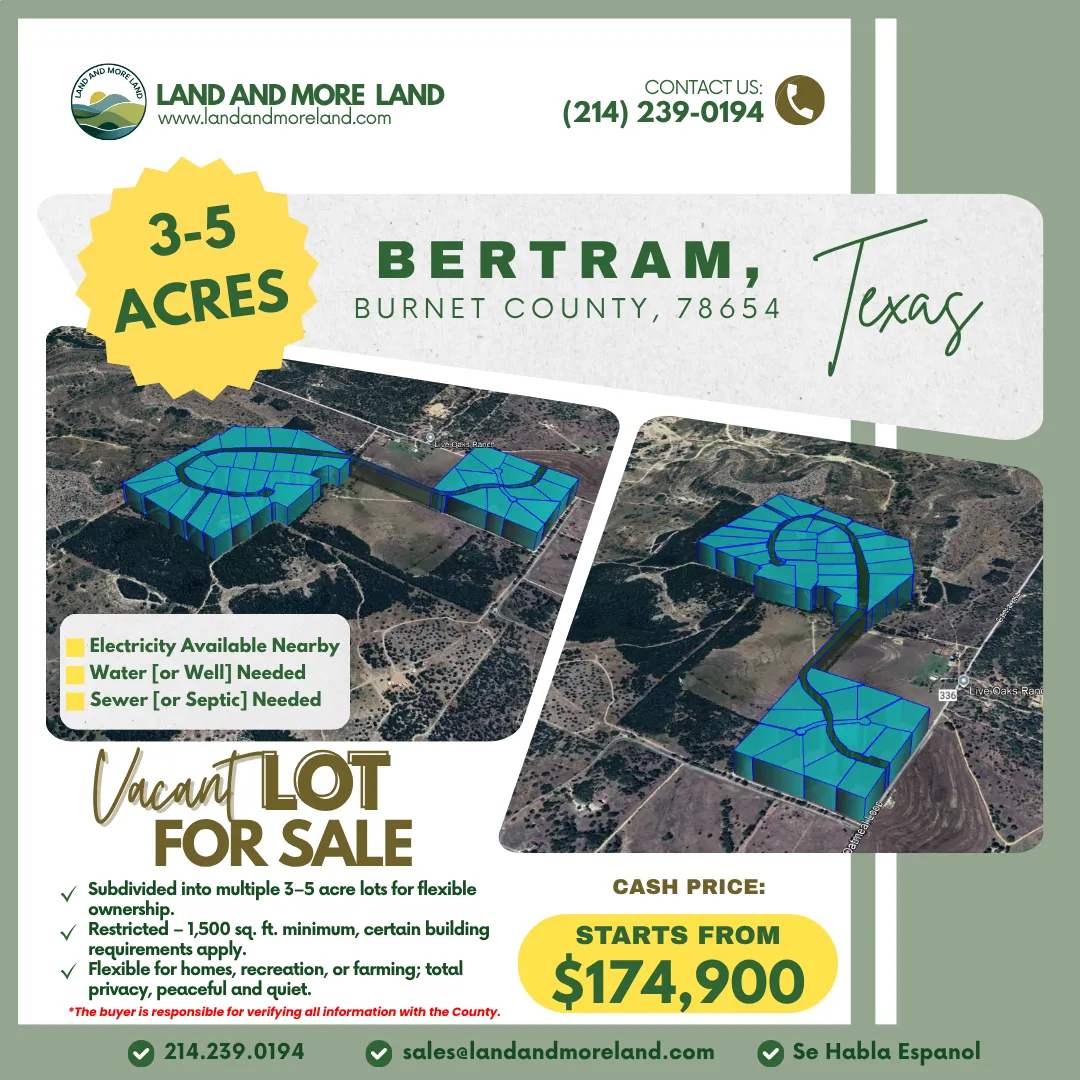 3 acres of land for sale in Bertram, Burnet County, TX, photo 2