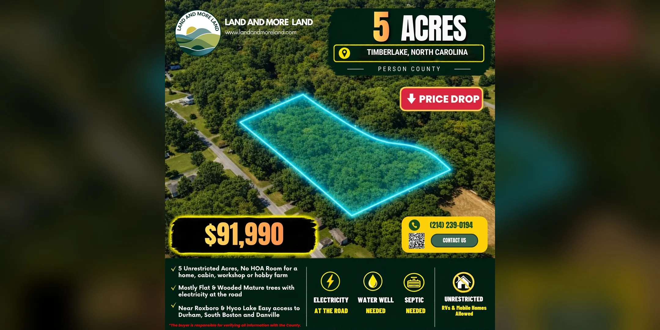 5 acres of land for sale in Timberlake, Person County, NC, photo 2