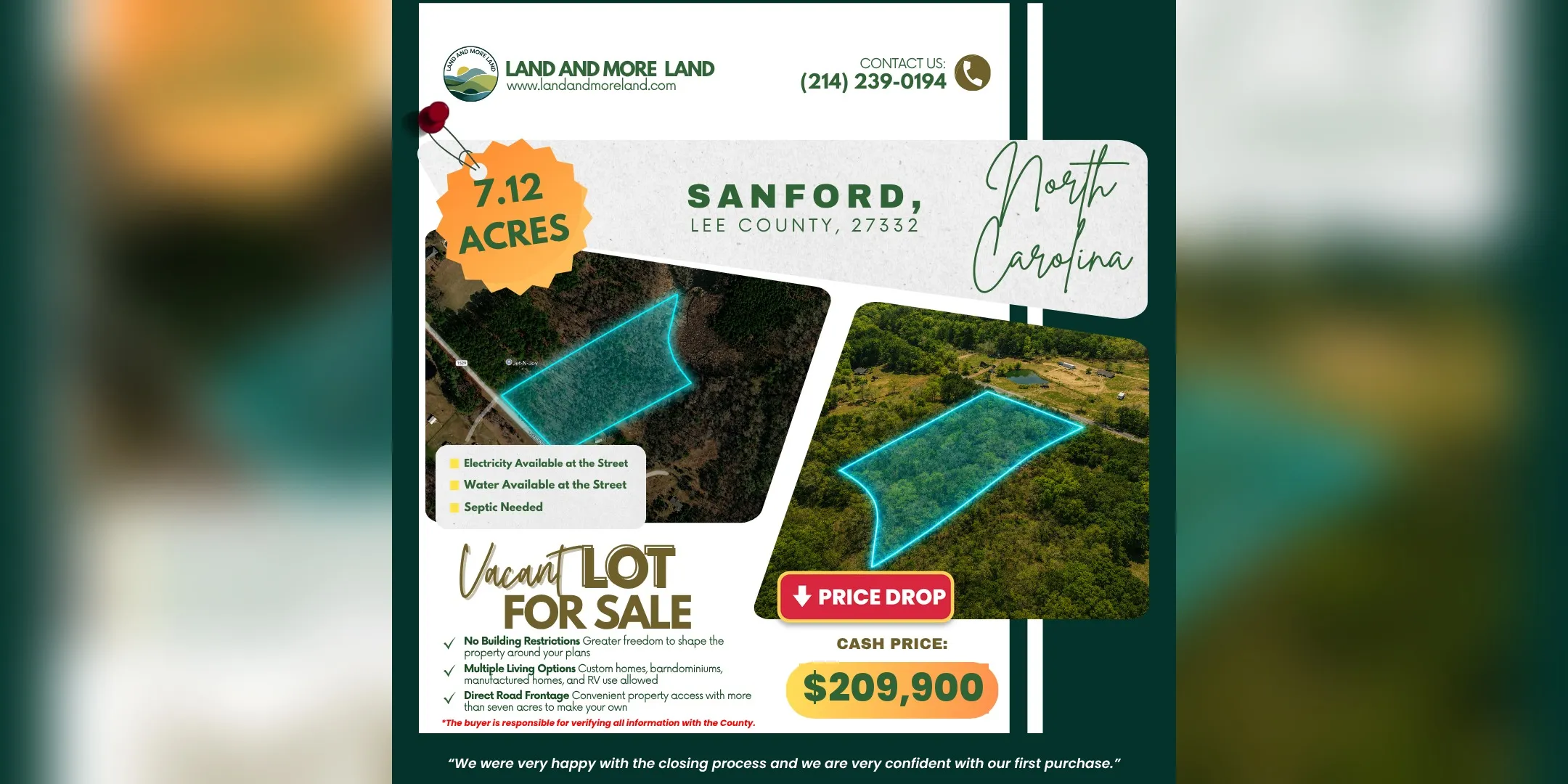 7.12 acres of land for sale in Sanford, Lee County, NC, photo 2
