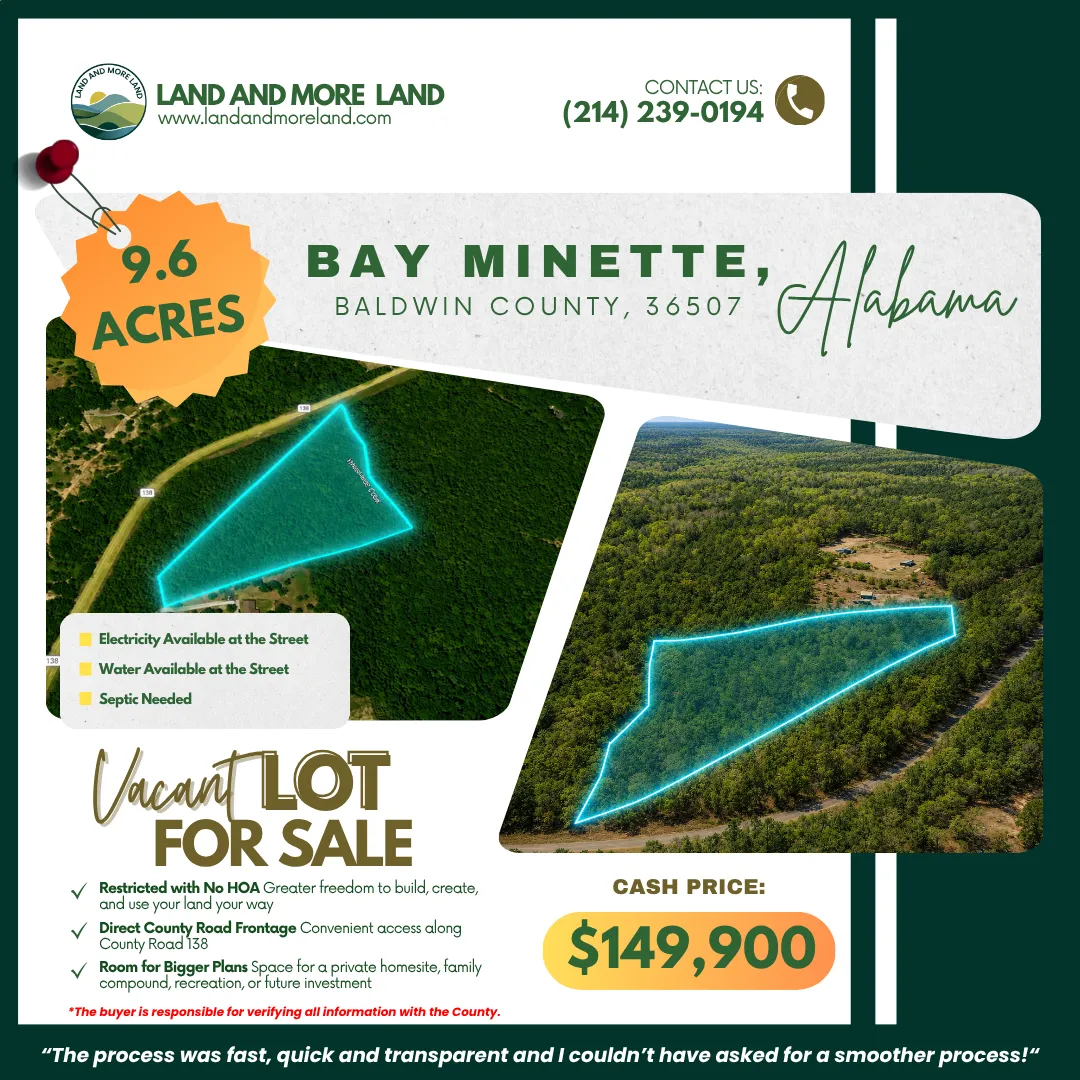 9.6 acres of land for sale in Bay Minette, Baldwin County, AL, photo 2