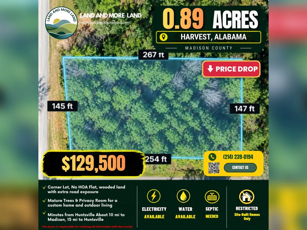 0.89 acres of land for sale in Harvest, Madison County, AL