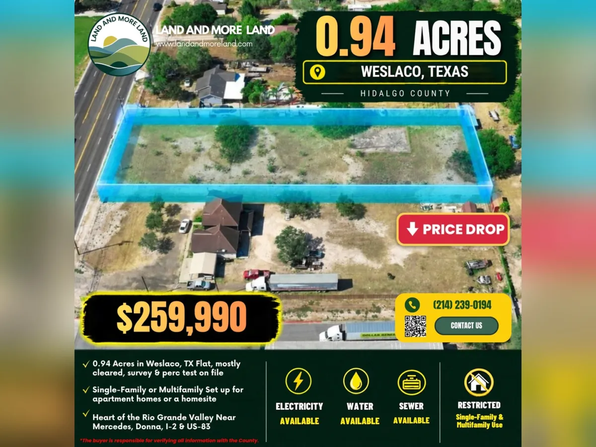 0.94 acres of land for sale in Weslaco, Hidalgo County, TX